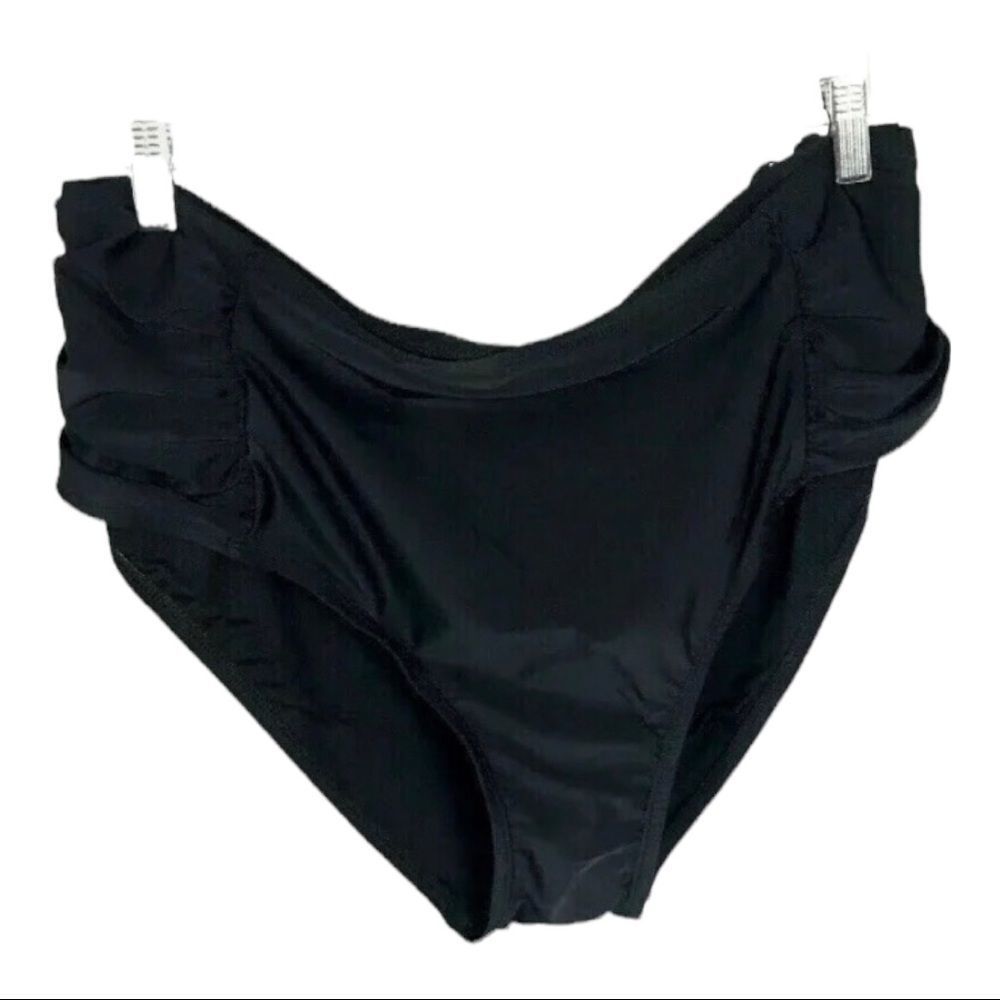 Black Ruched Bikini Bottom Plus 3X New w Tags